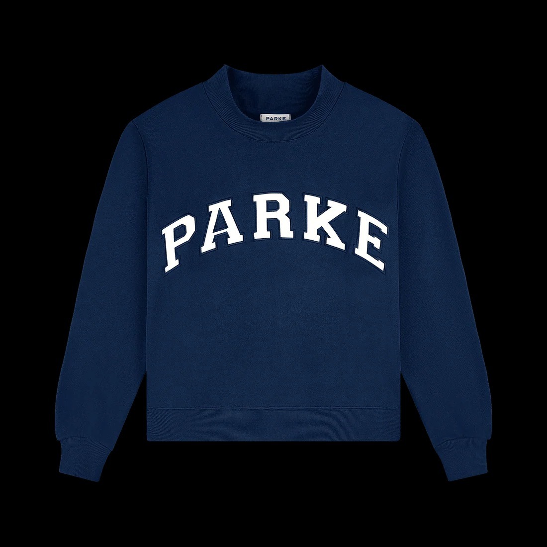 Parke-Fleece-Varsity Mockneck-Denim + White-S/M